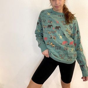 Teal Green And Pink Safari Sweatshirt
